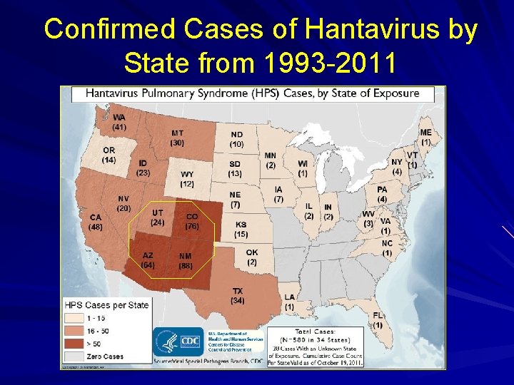  Confirmed Cases of Hantavirus by State from 1993 -2011 