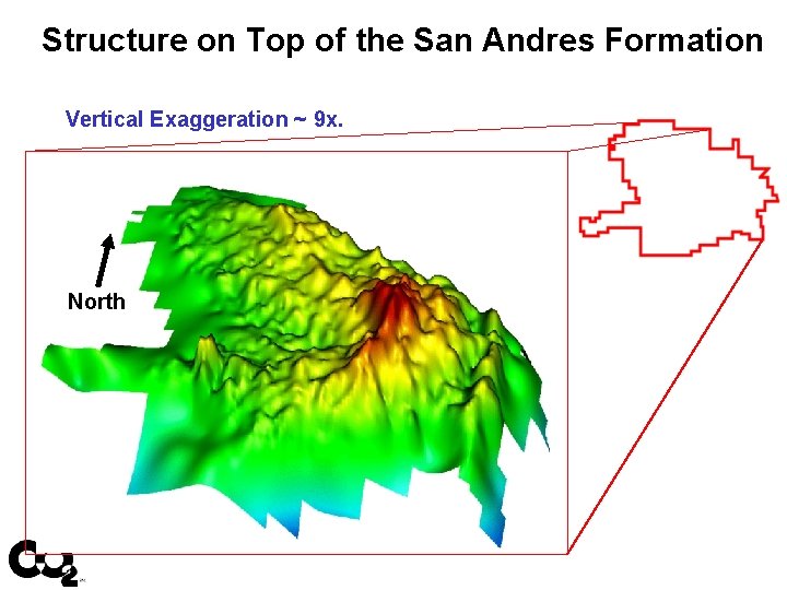 Structure on Top of the San Andres Formation Vertical Exaggeration ~ 9 x. North