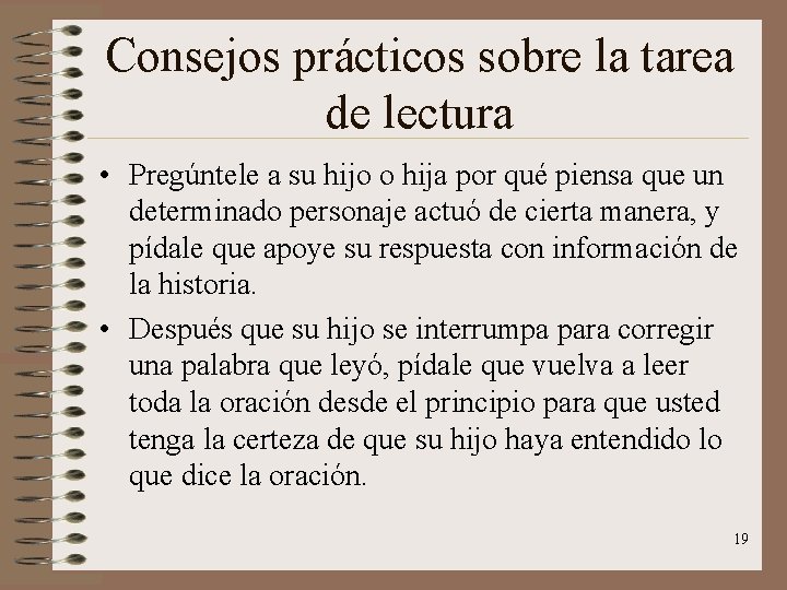 Consejos prácticos sobre la tarea de lectura • Pregúntele a su hijo o hija