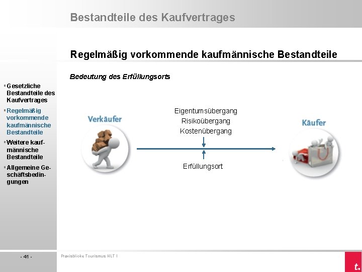 Bestandteile des Kaufvertrages Regelmäßig vorkommende kaufmännische Bestandteile Bedeutung des Erfüllungsorts § Gesetzliche Bestandteile des