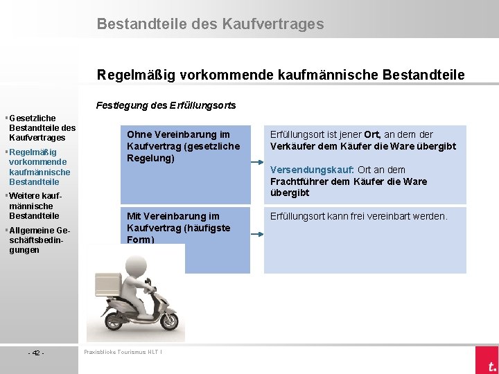 Bestandteile des Kaufvertrages Regelmäßig vorkommende kaufmännische Bestandteile Festlegung des Erfüllungsorts § Gesetzliche Bestandteile des