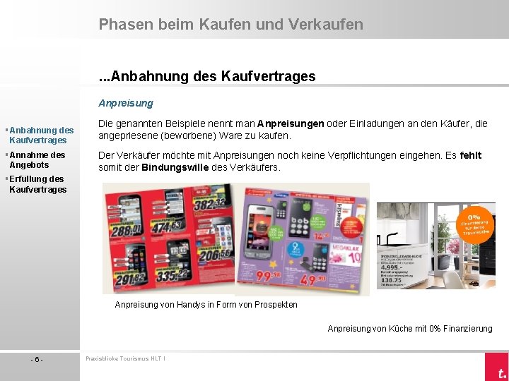 Phasen beim Kaufen und Verkaufen. . . Anbahnung des Kaufvertrages Anpreisung § Anbahnung des