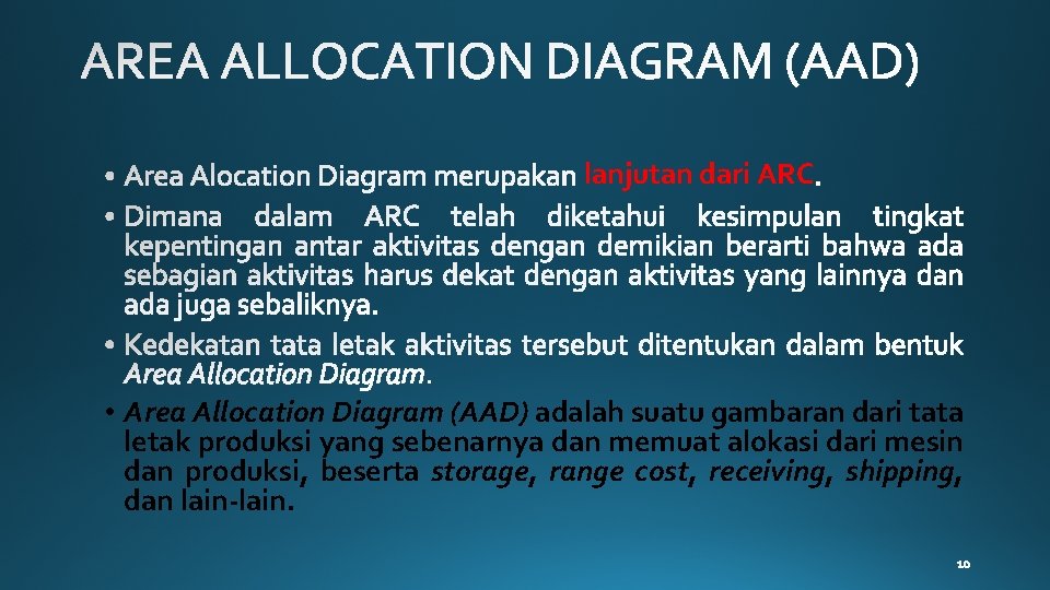 lanjutan dari ARC • Area Allocation Diagram (AAD) adalah suatu gambaran dari tata letak