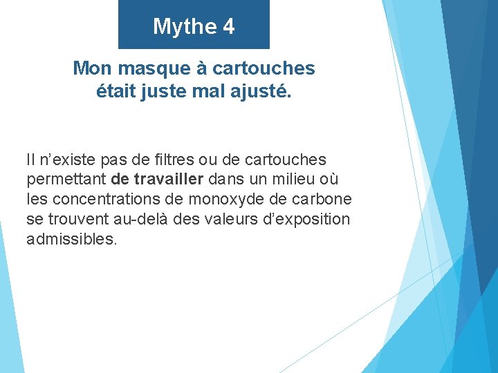 Mythe 4 Mon masque à cartouches était juste mal ajusté. Il n’existe pas de