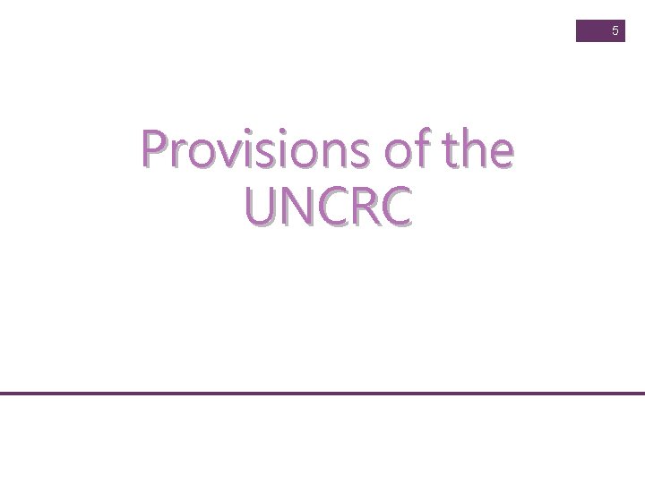 5 Provisions of the UNCRC 