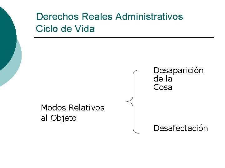 Derechos Reales Administrativos Ciclo de Vida Desaparición de la Cosa Modos Relativos al Objeto