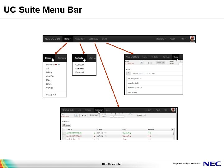 UC Suite Menu Bar NEC Confidential 