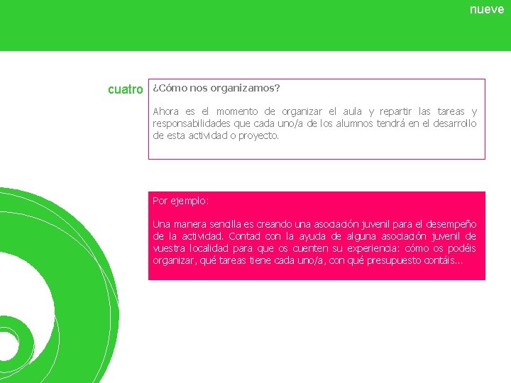 nueve cuatro ¿Cómo nos organizamos? Ahora es el momento de organizar el aula y