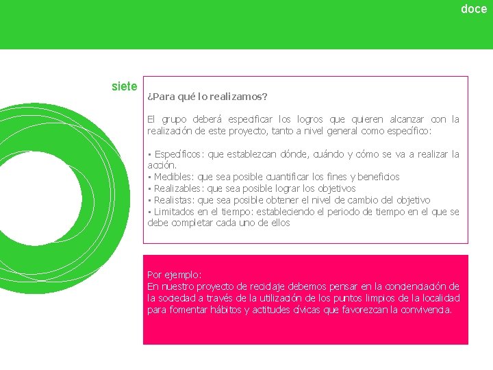 doce siete ¿Para qué lo realizamos? El grupo deberá especificar los logros que quieren