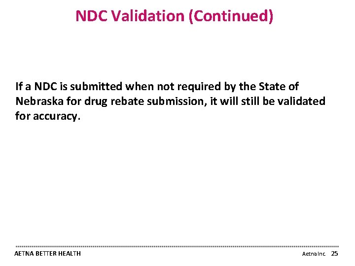 NDC Validation (Continued) If a NDC is submitted when not required by the State