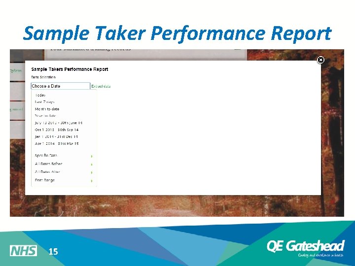 Sample Taker Performance Report 15 