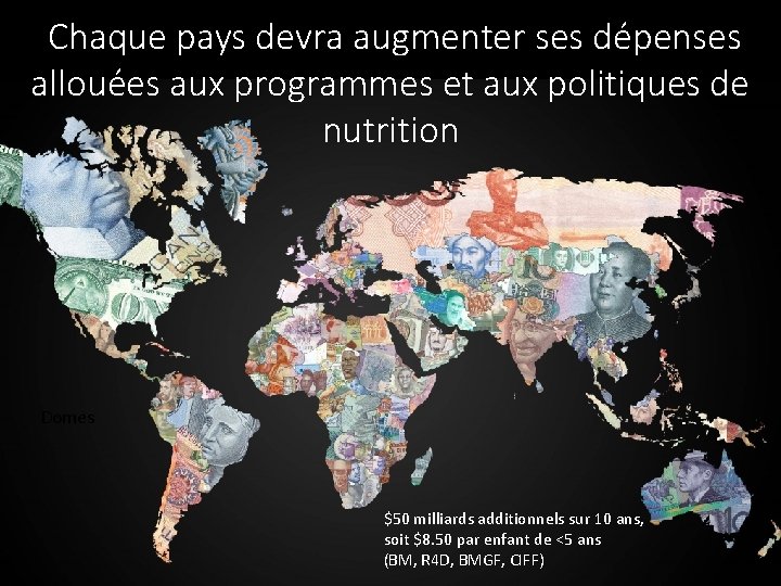 Chaque pays devra augmenter ses dépenses allouées aux programmes et aux politiques de nutrition