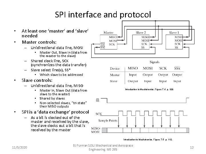 SPI interface and protocol • • At least one ‘master’ and ‘slave’ needed Master