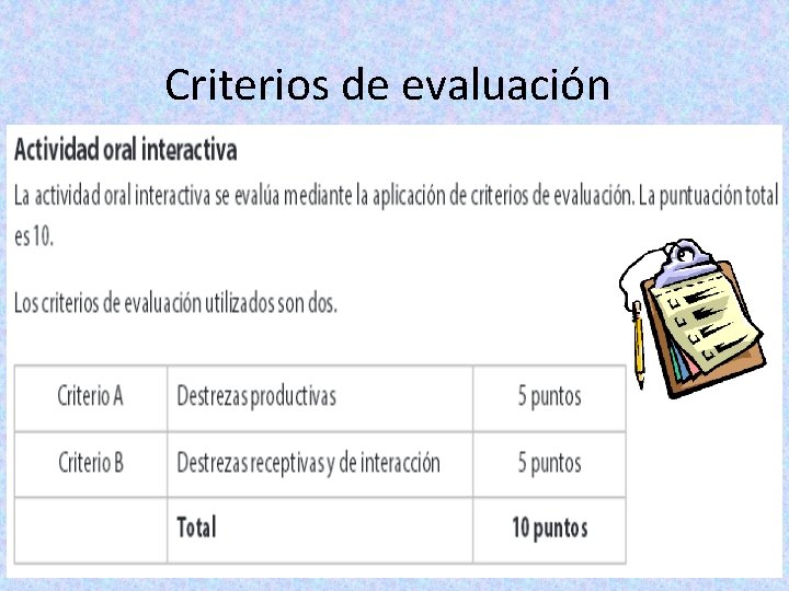 Criterios de evaluación 