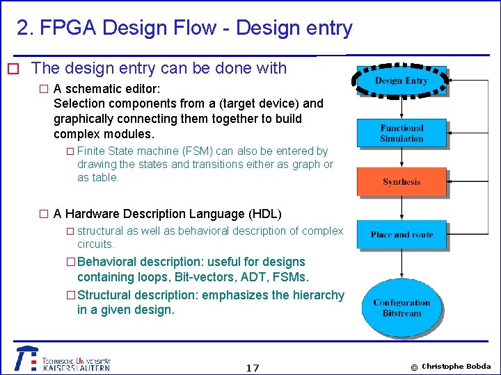 2. FPGA Design Flow - Design entry � The design entry can be done