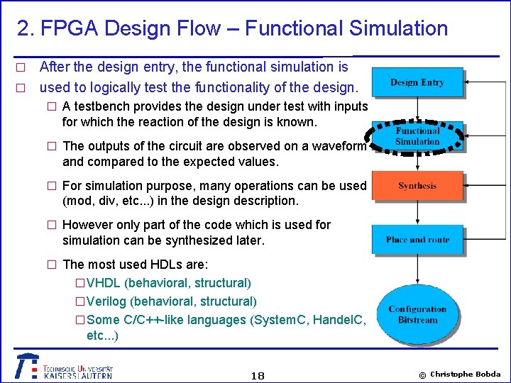 2. FPGA Design Flow – Functional Simulation After the design entry, the functional simulation