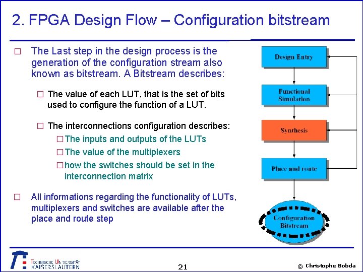 2. FPGA Design Flow – Configuration bitstream � The Last step in the design