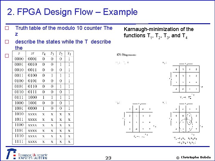 2. FPGA Design Flow – Example � � � Truth table of the modulo