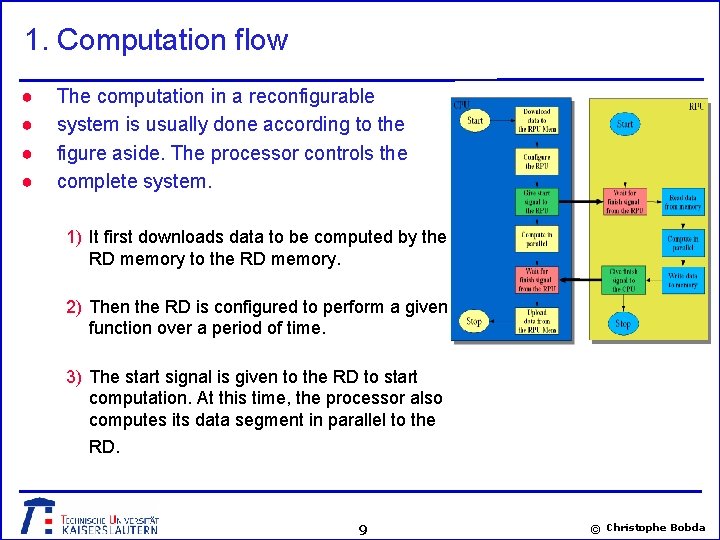1. Computation flow ● ● The computation in a reconfigurable system is usually done