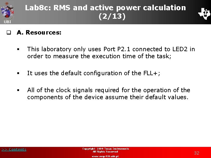 Lab 8 c: RMS and active power calculation (2/13) UBI q A. Resources: §