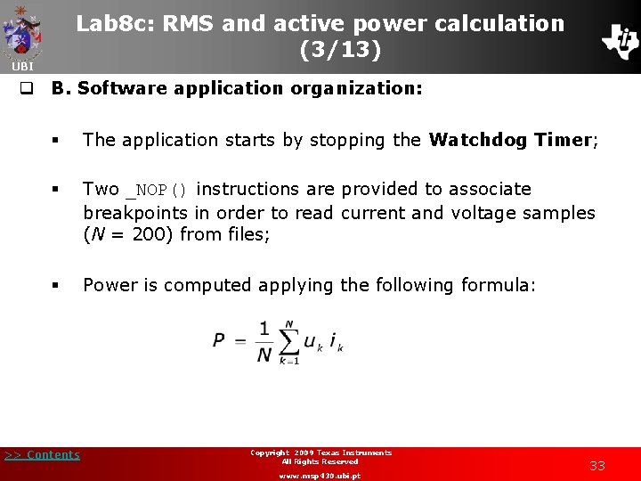 Lab 8 c: RMS and active power calculation (3/13) UBI q B. Software application