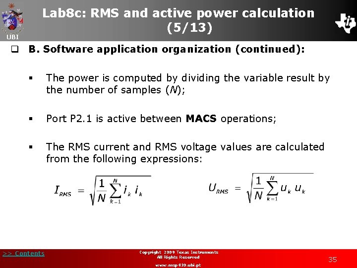 Lab 8 c: RMS and active power calculation (5/13) UBI q B. Software application