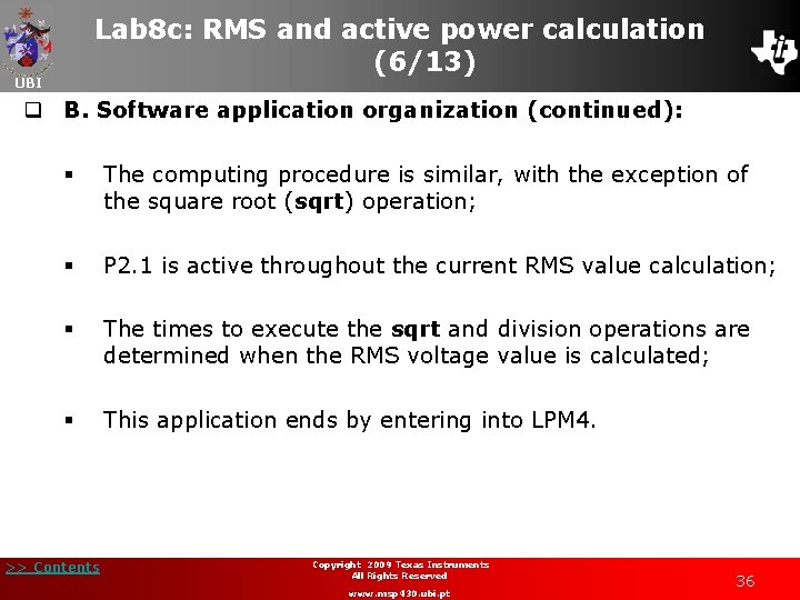 Lab 8 c: RMS and active power calculation (6/13) UBI q B. Software application