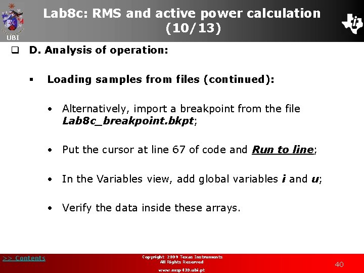 Lab 8 c: RMS and active power calculation (10/13) UBI q D. Analysis of