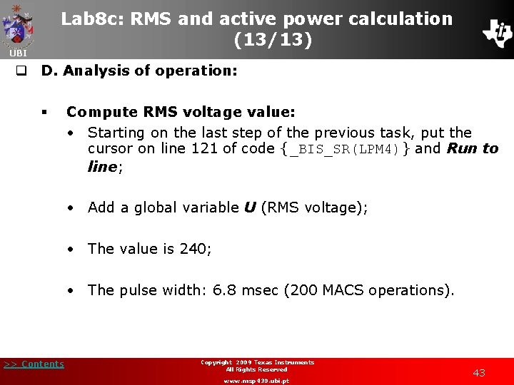 Lab 8 c: RMS and active power calculation (13/13) UBI q D. Analysis of