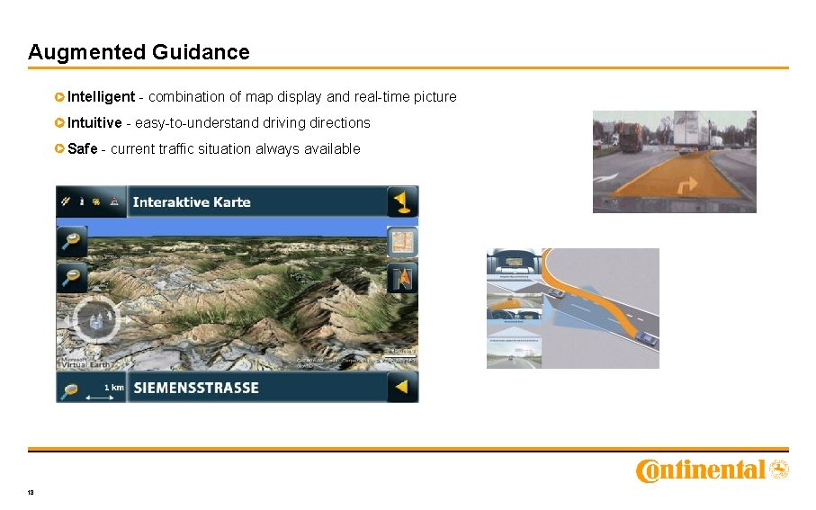 Augmented Guidance Intelligent - combination of map display and real-time picture Intuitive - easy-to-understand