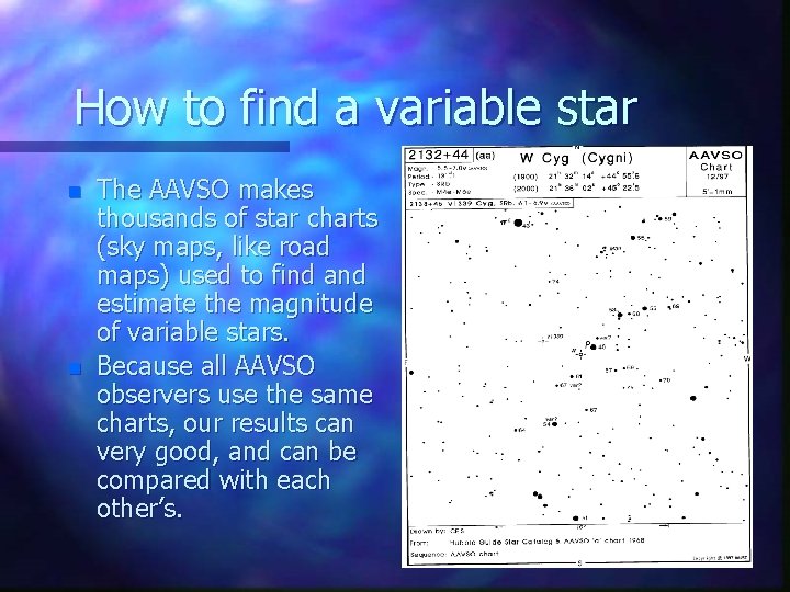 How to find a variable star n n The AAVSO makes thousands of star