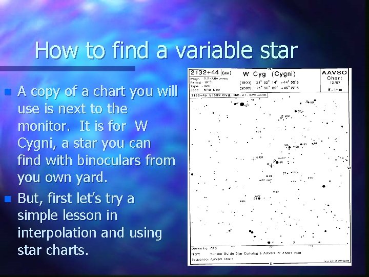 How to find a variable star n n A copy of a chart you