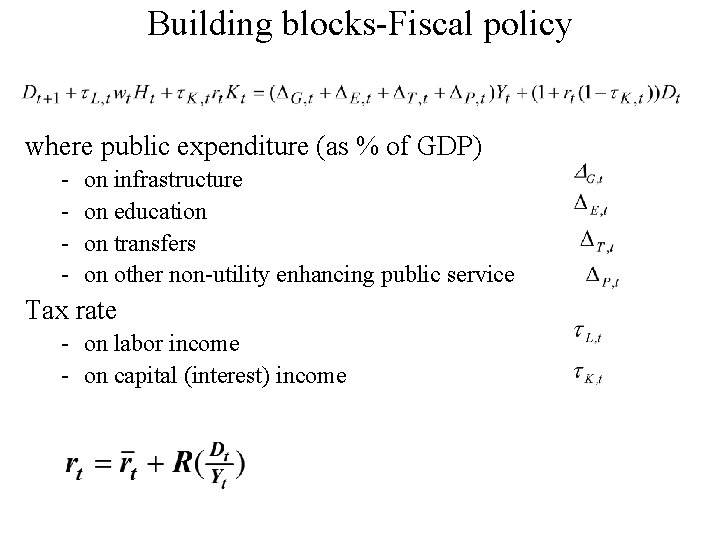 Building blocks-Fiscal policy where public expenditure (as % of GDP) - on infrastructure on