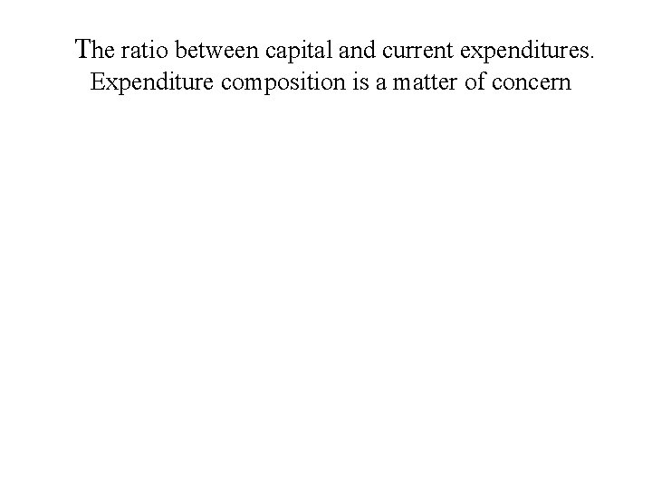  The ratio between capital and current expenditures. Expenditure composition is a matter of