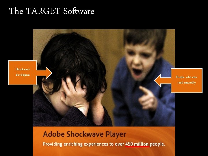 The TARGET Software Shockwave developers People who can read assembly 