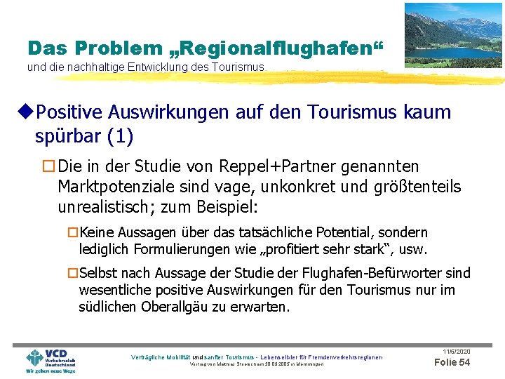 Das Problem „Regionalflughafen“ und die nachhaltige Entwicklung des Tourismus u. Positive Auswirkungen auf den