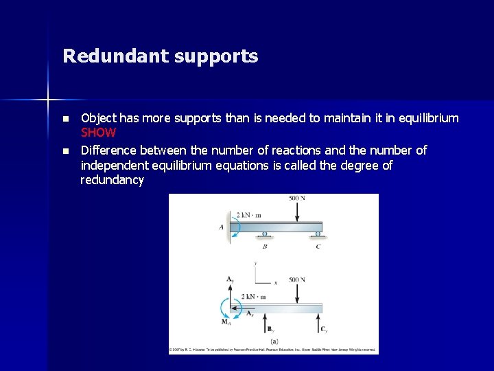 Redundant supports n n Object has more supports than is needed to maintain it