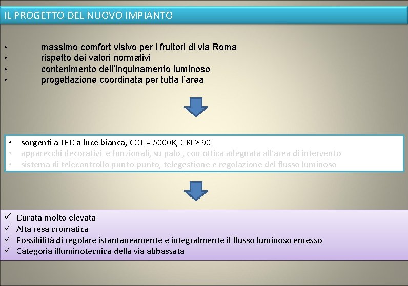 IL PROGETTO DEL NUOVO IMPIANTO • • massimo comfort visivo per i fruitori di IL PROGETTO DEL NUOVO IMPIANTO • • massimo comfort visivo per i fruitori di