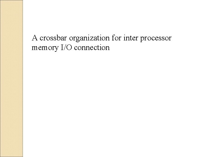 A crossbar organization for inter processor memory I/O connection 