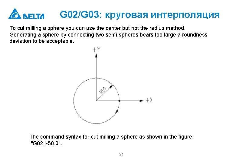 G 02/G 03: круговая интерполяция To cut milling a sphere you can use the