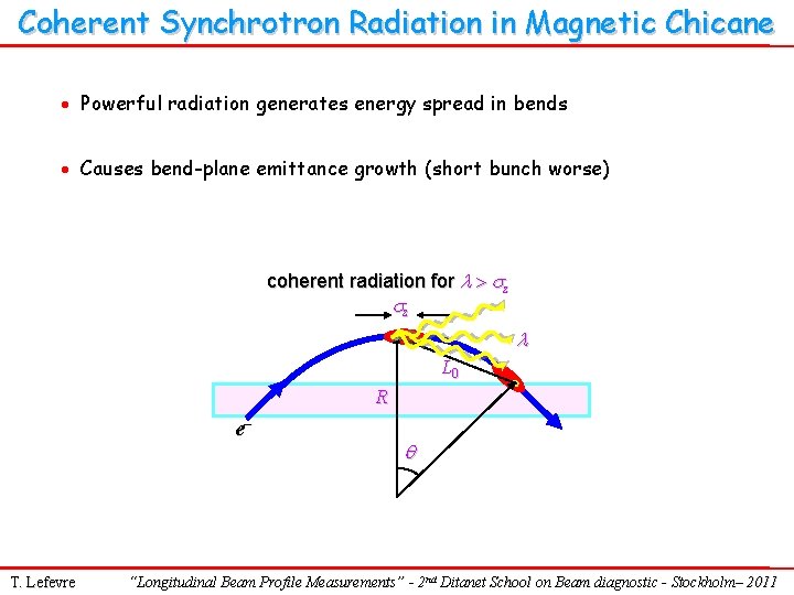 Coherent Synchrotron Radiation in Magnetic Chicane · Powerful radiation generates energy spread in bends