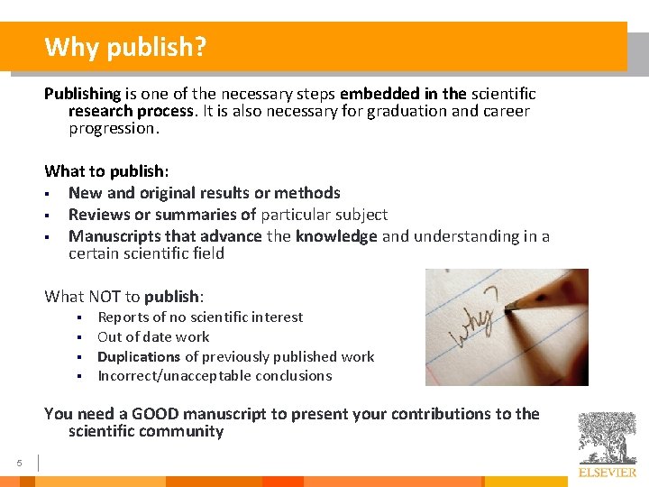 Why publish? Publishing is one of the necessary steps embedded in the scientific research