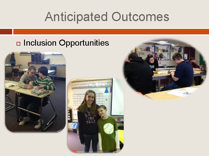 Anticipated Outcomes Inclusion Opportunities 
