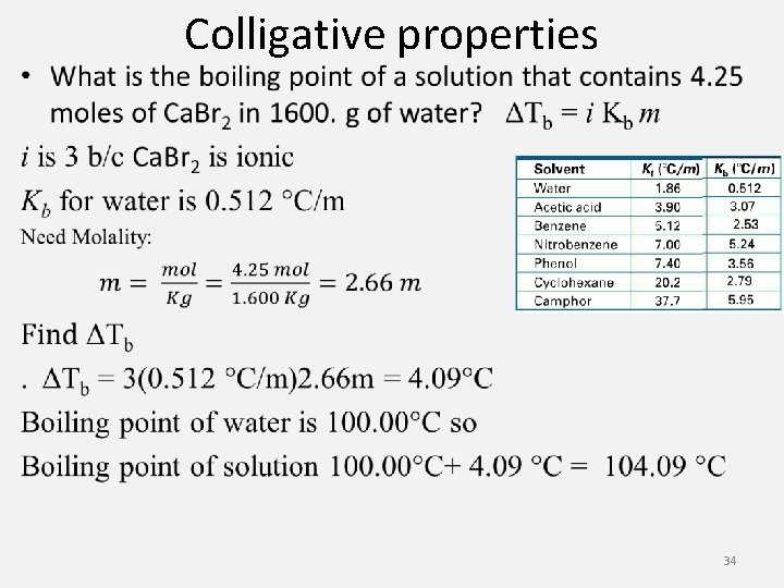  • Colligative properties 34 