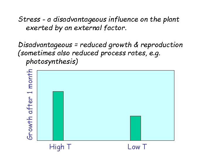 Stress - a disadvantageous influence on the plant exerted by an external factor. Growth