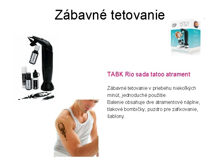Zábavné tetovanie TABK Rio sada tatoo atrament Zábavné tetovanie v priebehu niekoľkých minút, jednoduché
