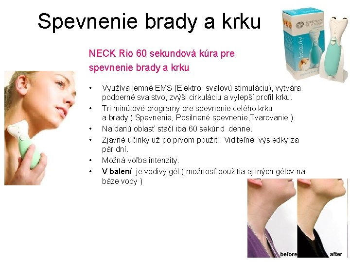 Spevnenie brady a krku NECK Rio 60 sekundová kúra pre spevnenie brady a krku