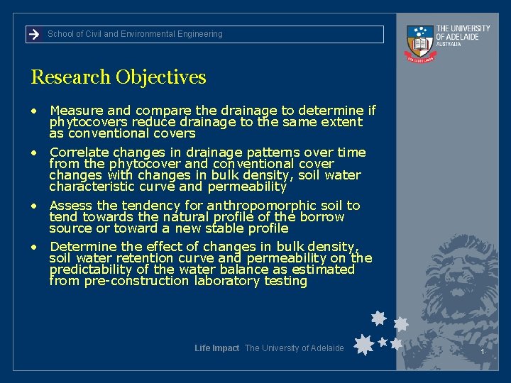 School of Civil and Environmental Engineering Research Objectives • Measure and compare the drainage