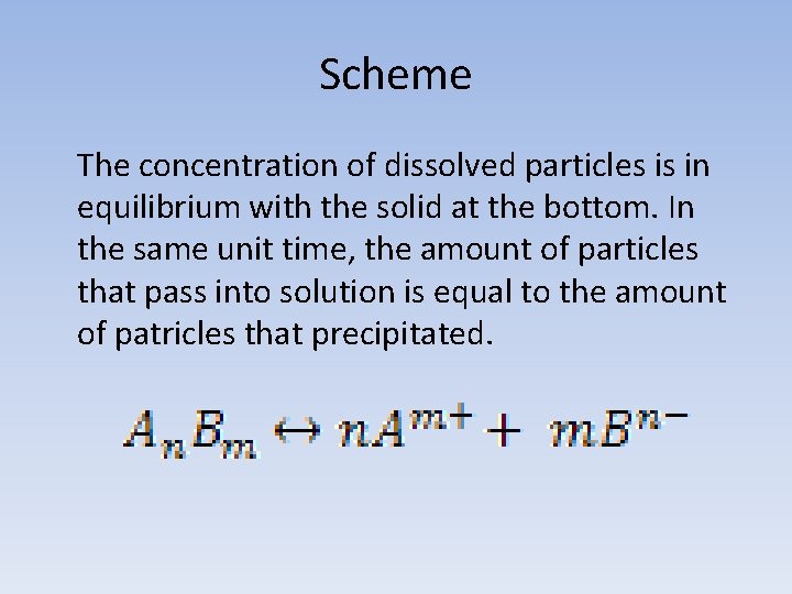 Scheme The concentration of dissolved particles is in equilibrium with the solid at the