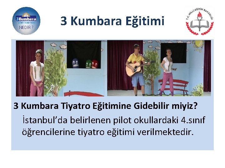 3 Kumbara Eğitimi 3 Kumbara Tiyatro Eğitimine Gidebilir miyiz? İstanbul’da belirlenen pilot okullardaki 4.